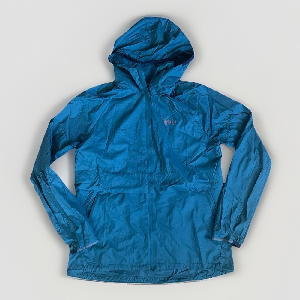REI Co-op XS Green Hooded Nylon Jacket Full Zip Lightweight Windbreaker Hiking